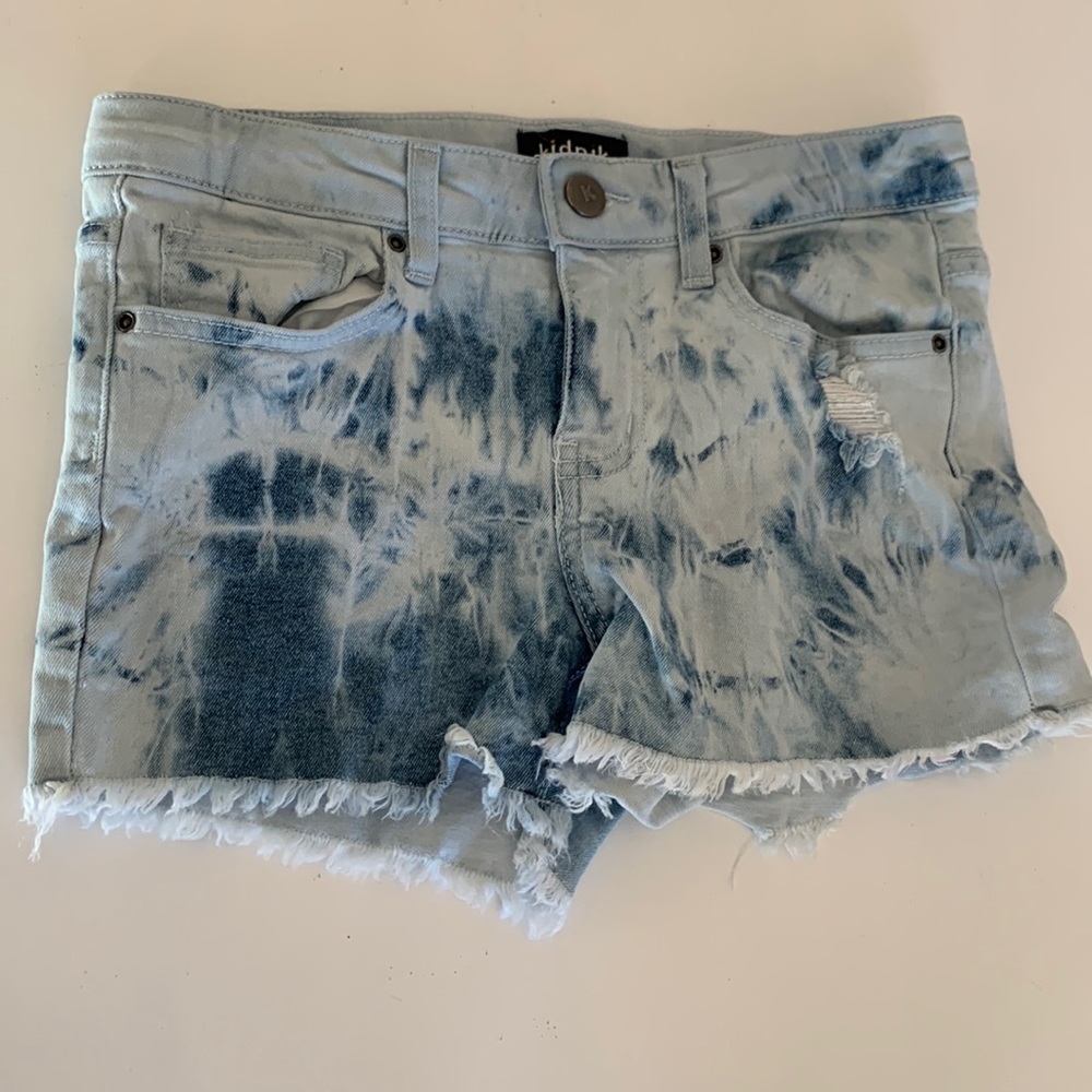 Girls kid pic distressed acid washed jean shorts